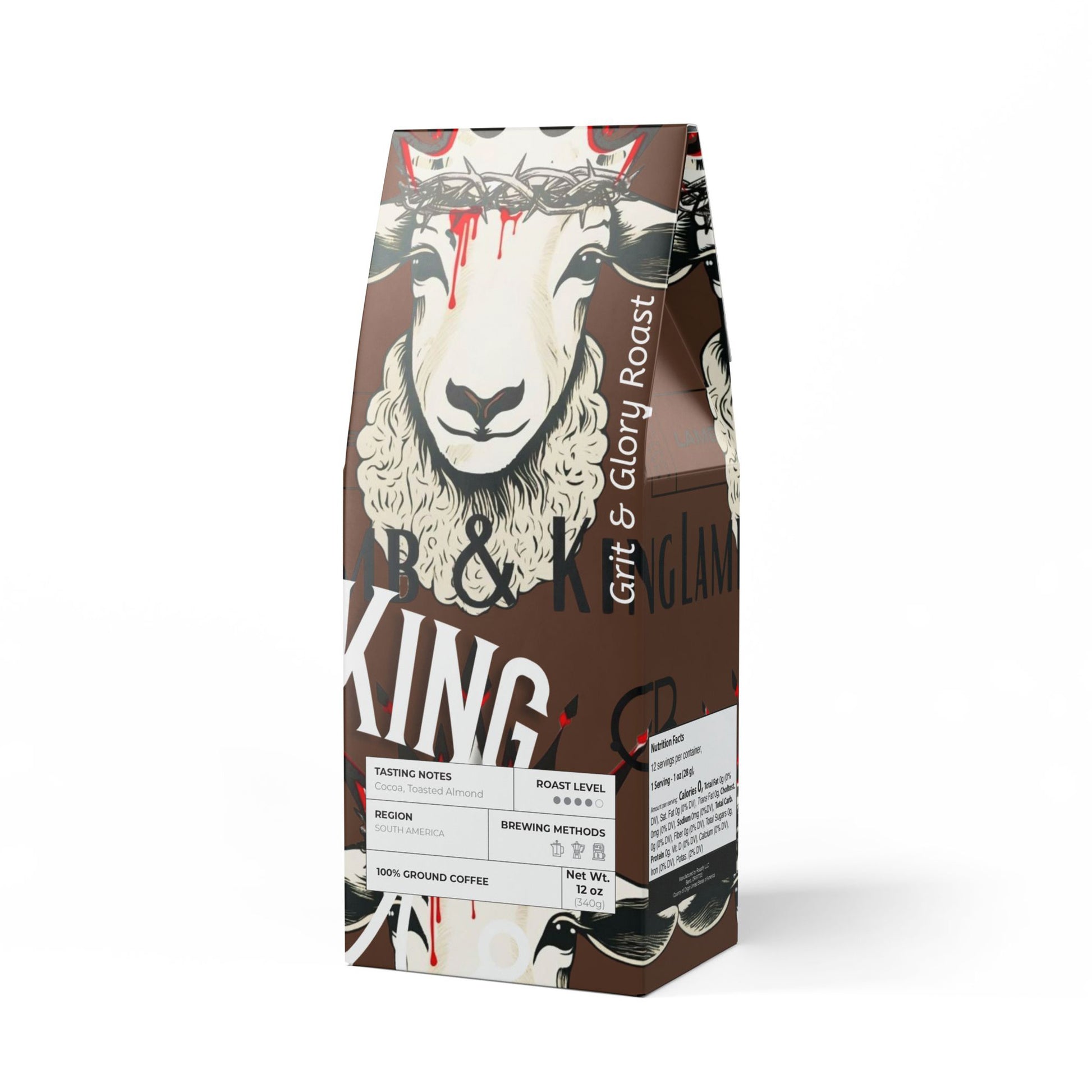 Grit & Glory Roast by Culture Belly – a fearless blend of cocoa and toasted almond notes, sourced from South America. Crafted for those who embrace faith and perseverance with every sip. 100% ground coffee, ethically sourced.