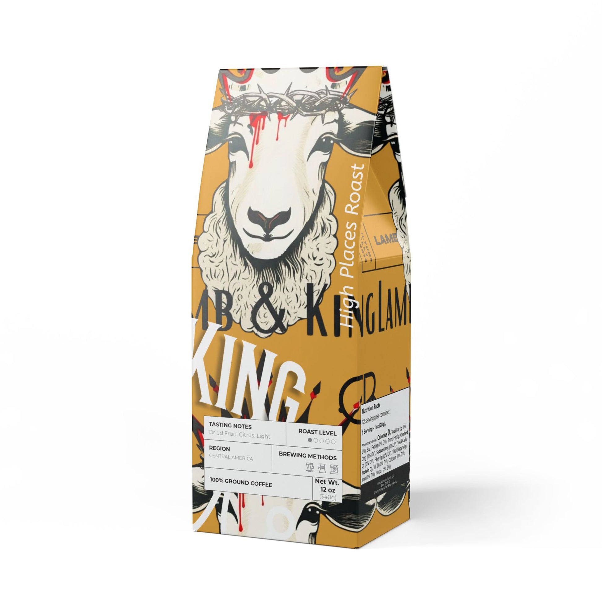 High Places Roast by Culture Belly – a light roast coffee with bright citrus and dried fruit notes, sourced from Central America. Crafted for those who seek clarity, elevation, and purpose with every sip. 100% ground coffee, ethically sourced.