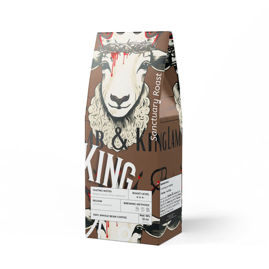 Sanctuary Roast by Culture Belly – a smooth, bold coffee blend with notes of maple syrup, citrus, and almond. Crafted for those seeking a moment of peace, focus, and faith in every sip. 100% whole bean, ethically sourced.