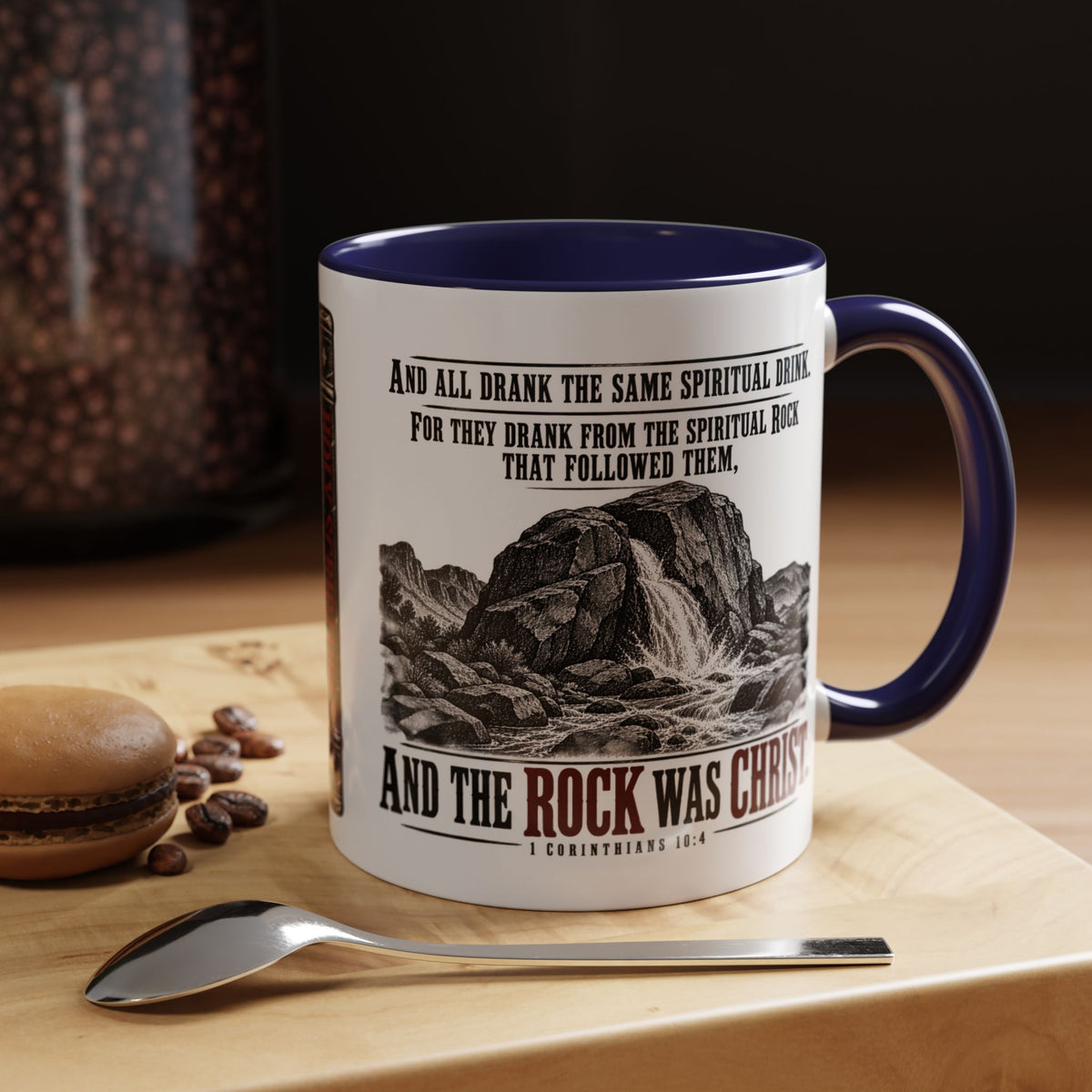 The Rock Was Christ – 1 Corinthians 10:4 Accent Coffee Mug