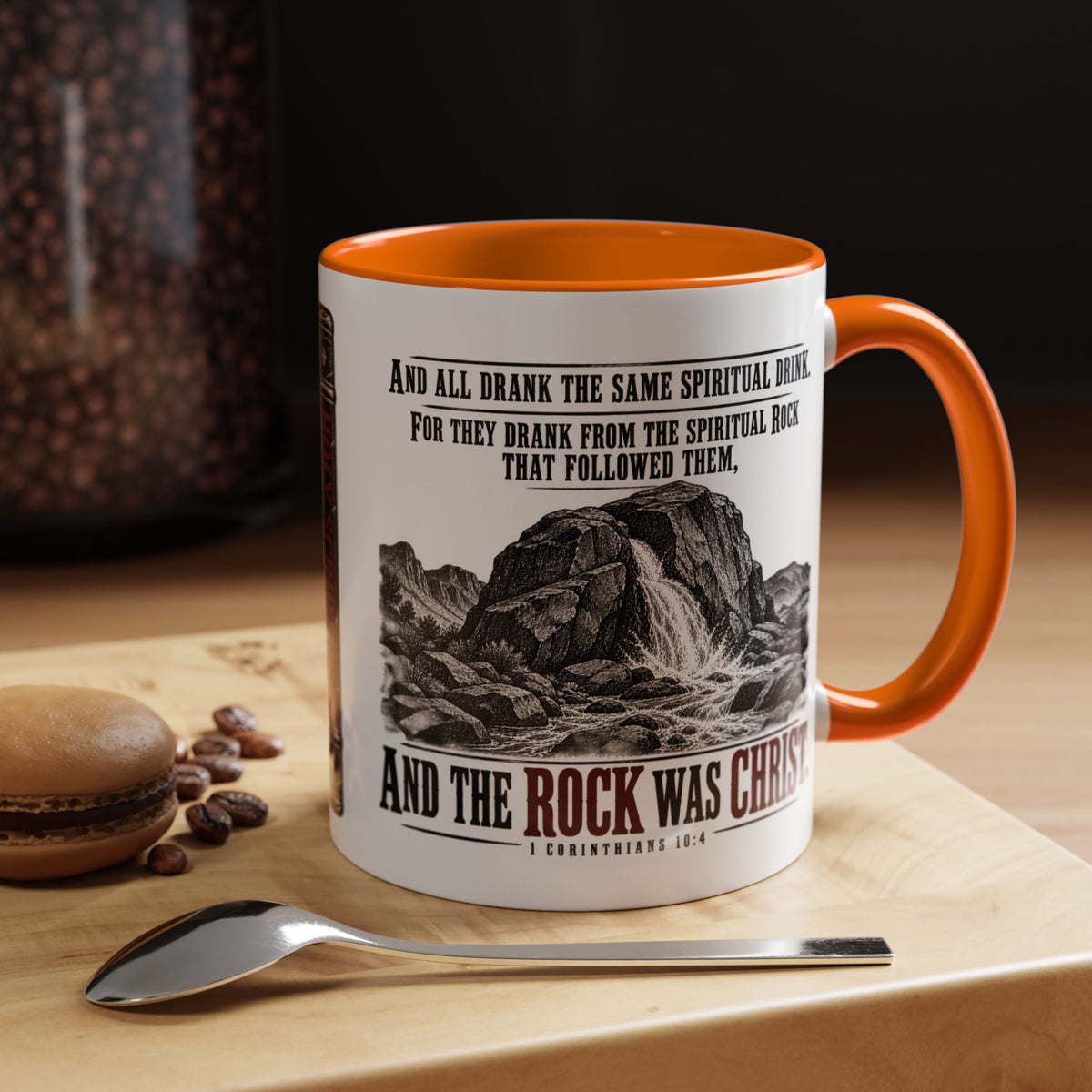The Rock Was Christ – 1 Corinthians 10:4 Accent Coffee Mug