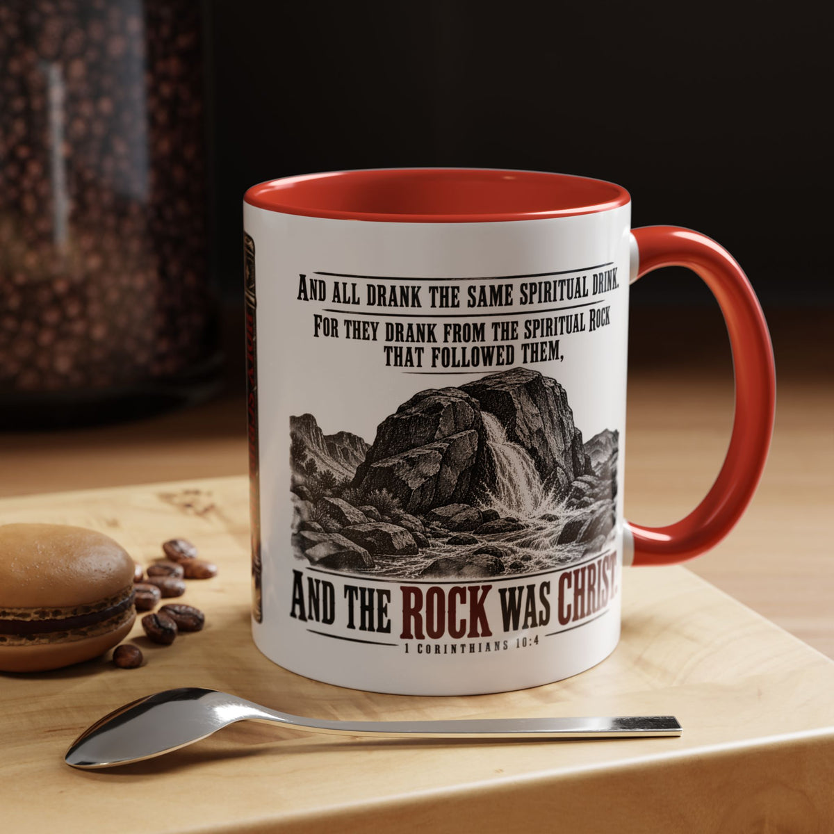 The Rock Was Christ – 1 Corinthians 10:4 Accent Coffee Mug