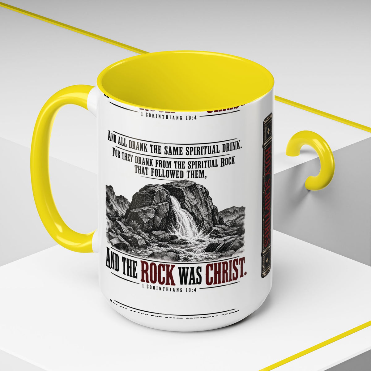 The Rock Was Christ – 1 Corinthians 10:4 Accent Coffee Mug