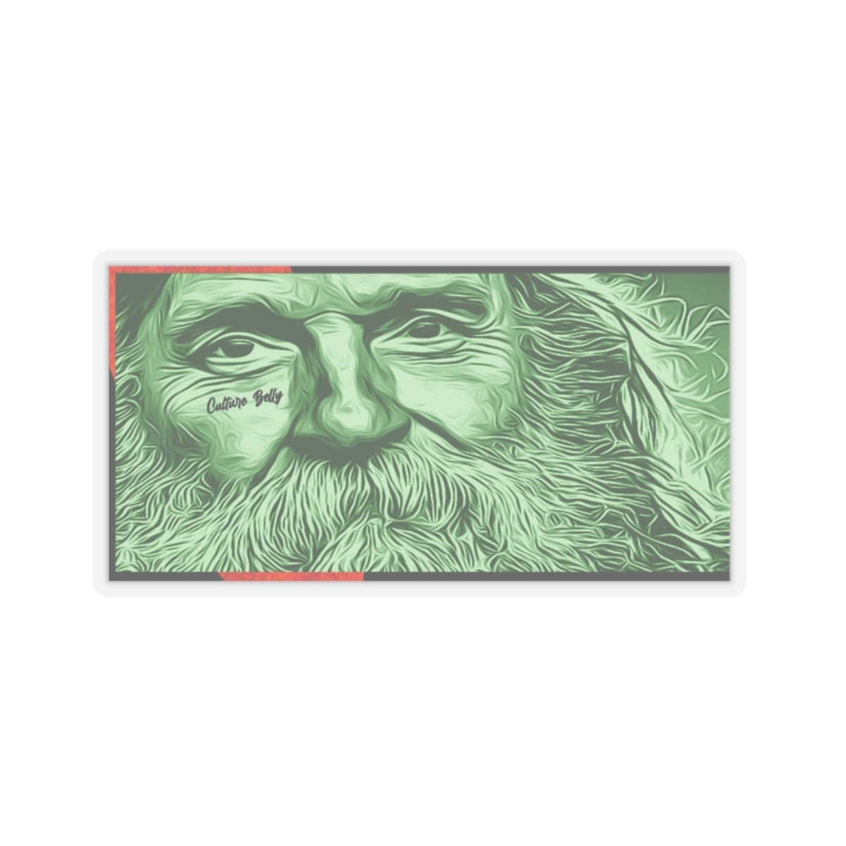 Bearded Traveler Vinyl Sticker featuring a bold, artistic design of a bearded man symbolizing wisdom, resilience, and adventure. Glossy finish on durable vinyl."