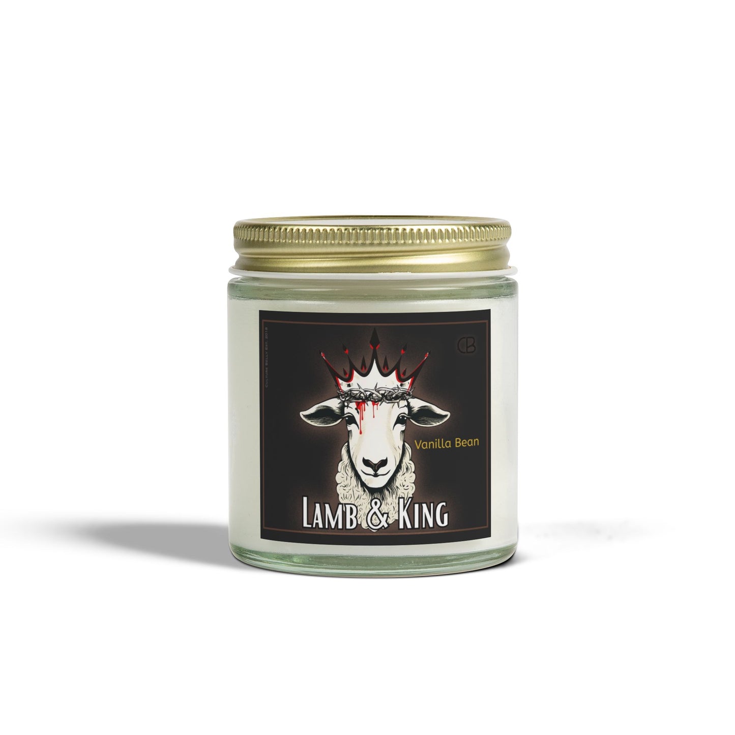 Lamb & King Vanilla Bean Candle by Culture Belly – a premium soy wax candle with a smooth, warm vanilla bean scent. Designed for relaxation, reflection, and faith-filled ambiance. Hand-poured for a clean, long-lasting burn