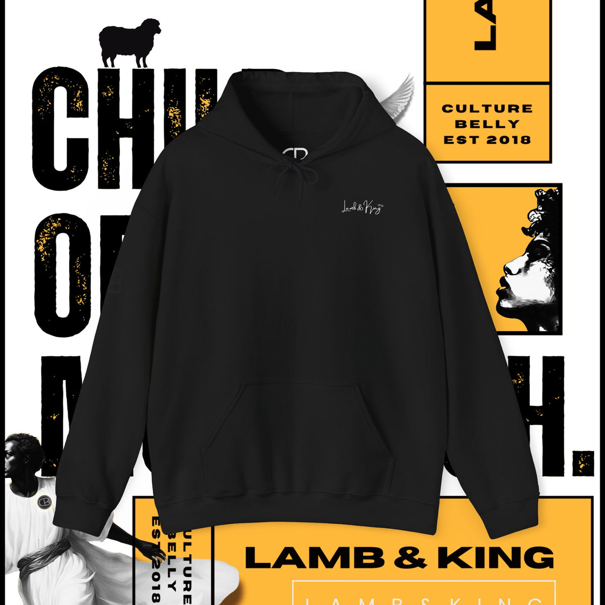 Black Child of the Most High pullover hoodie featuring a small Child of the Most High script logo embroidered on the left chest.