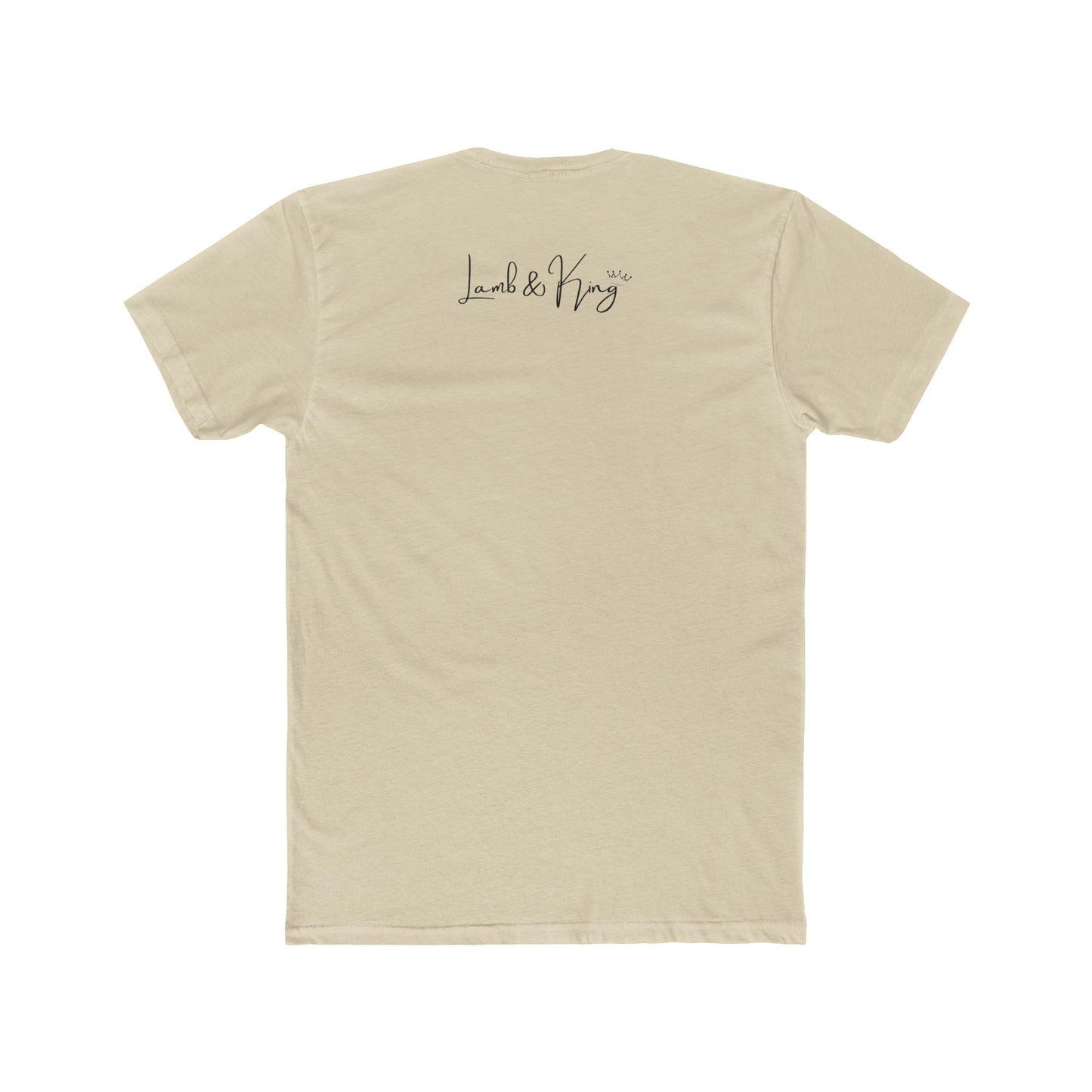 Solid Cream Lamb & King NYC T-shirt shown from the back featuring the Lamb & King script logo centered below the collar.