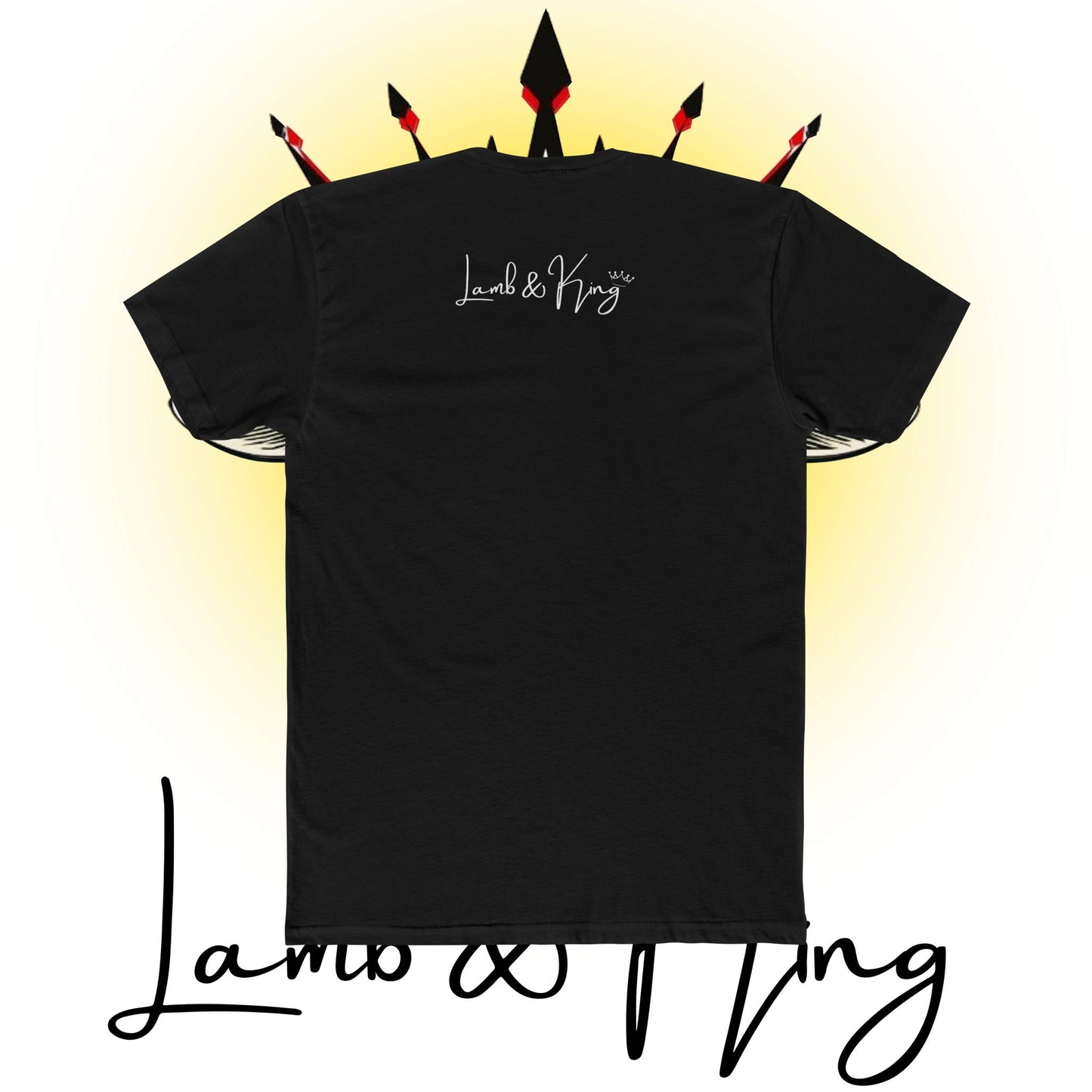 Solid Black Lamb & King Script Logo T-shirt featuring the elegant Lamb & King script logo centered across the upper back.
