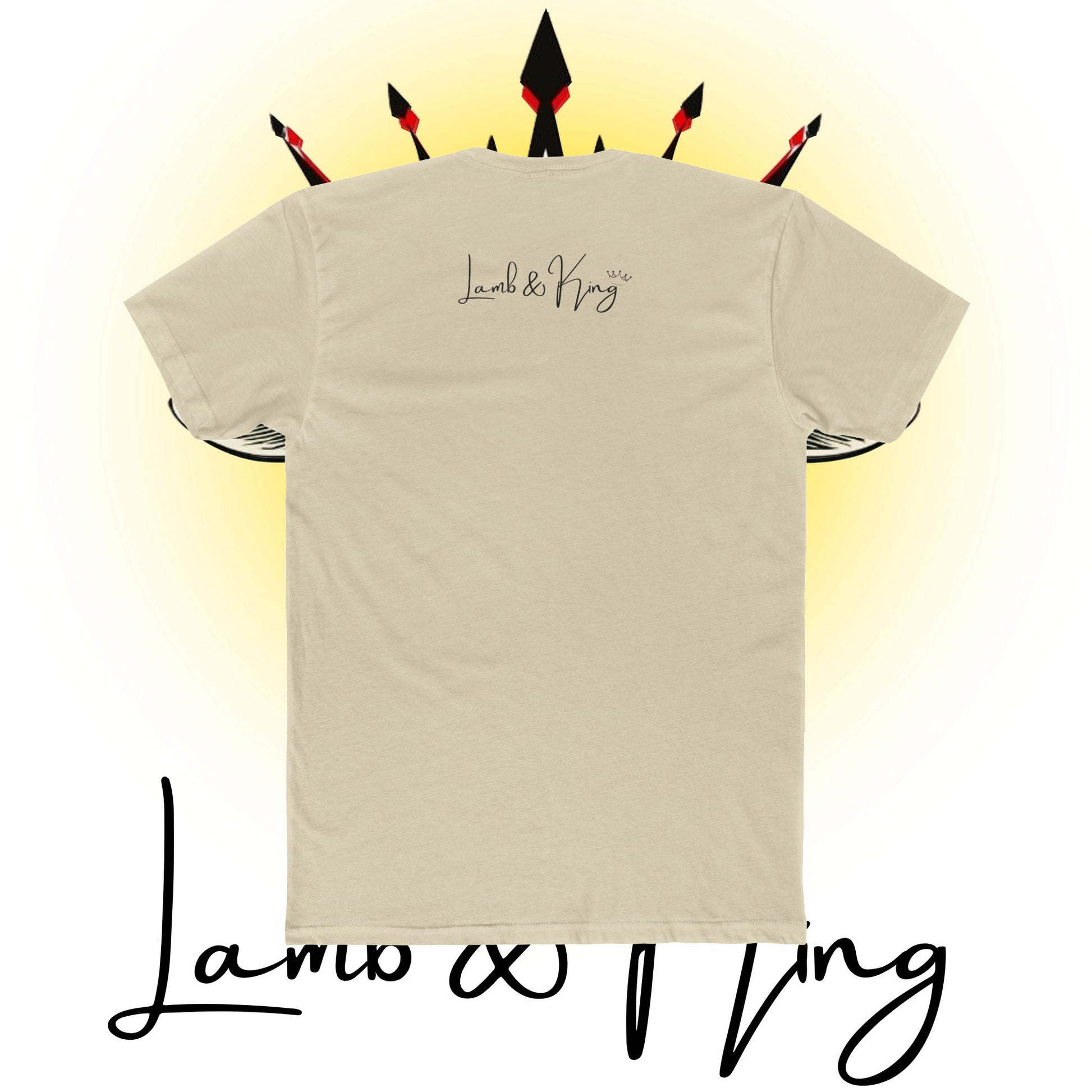 Solid Cream Lamb & King Script Logo T-shirt featuring the elegant Lamb & King script logo centered across the upper back.