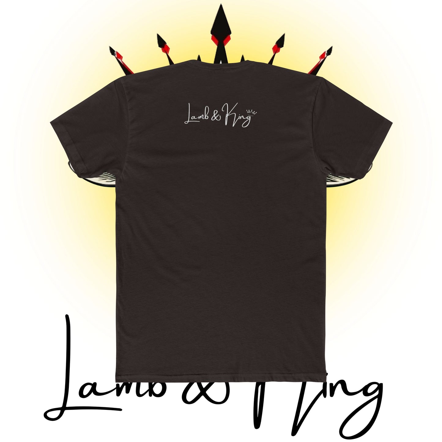Solid Dark Chocolate Lamb & King Script Logo T-shirt featuring the elegant Lamb & King script logo centered across the upper back.