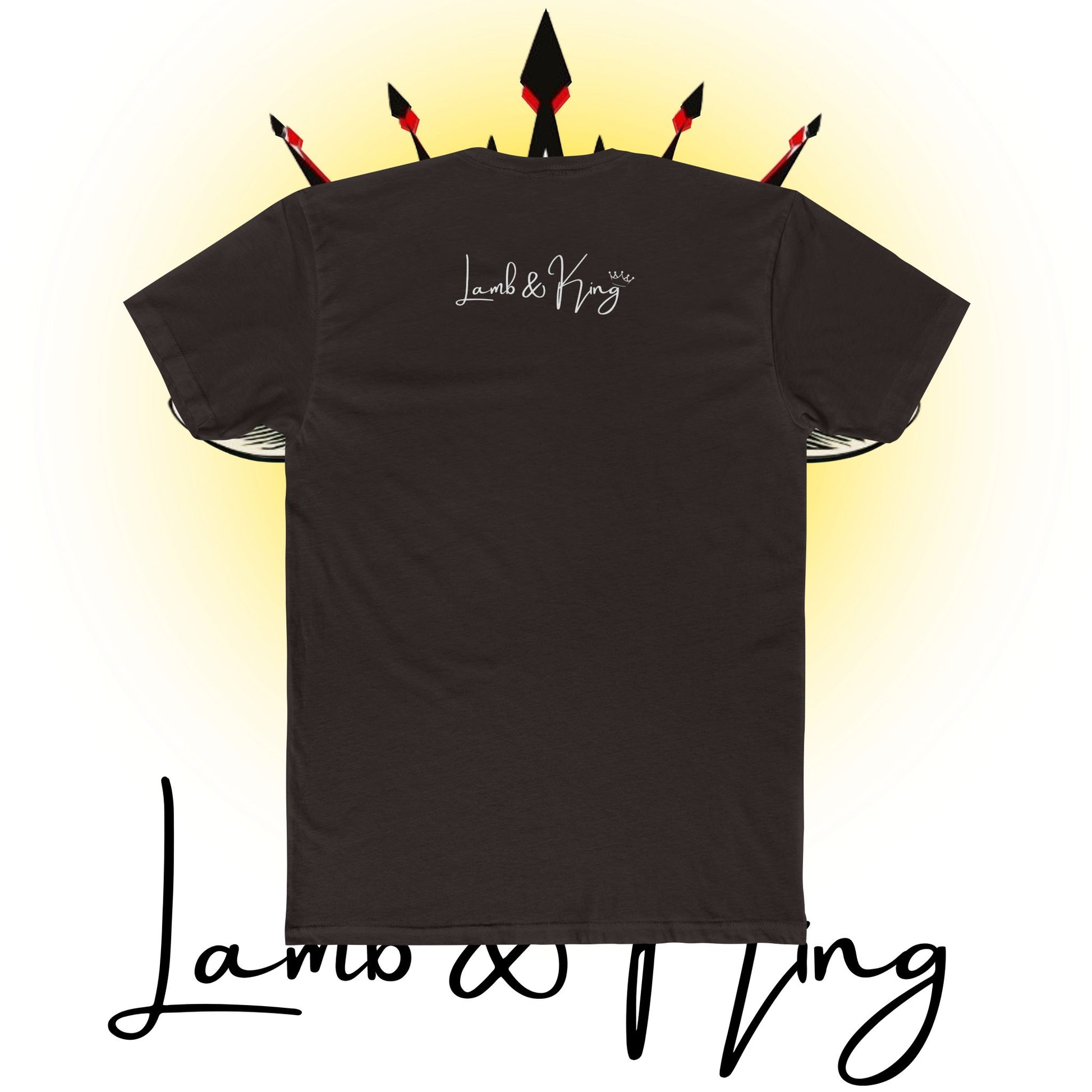Solid Dark Chocolate Lamb & King Script Logo T-shirt featuring the elegant Lamb & King script logo centered across the upper back.