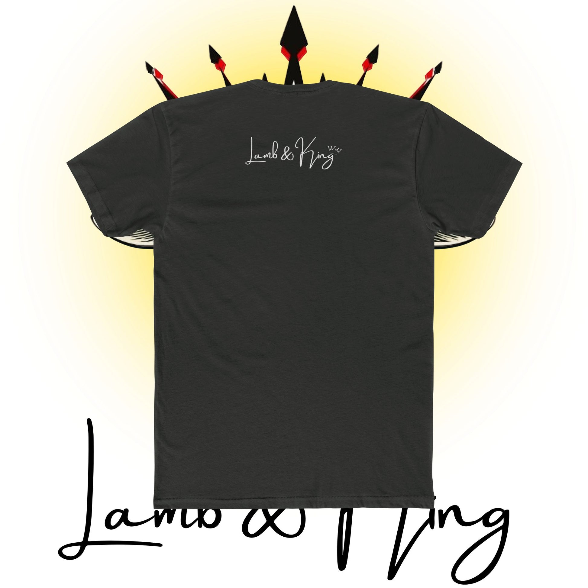 Solid Heavy Metal Lamb & King Script Logo T-shirt featuring the elegant Lamb & King script logo centered across the upper back.