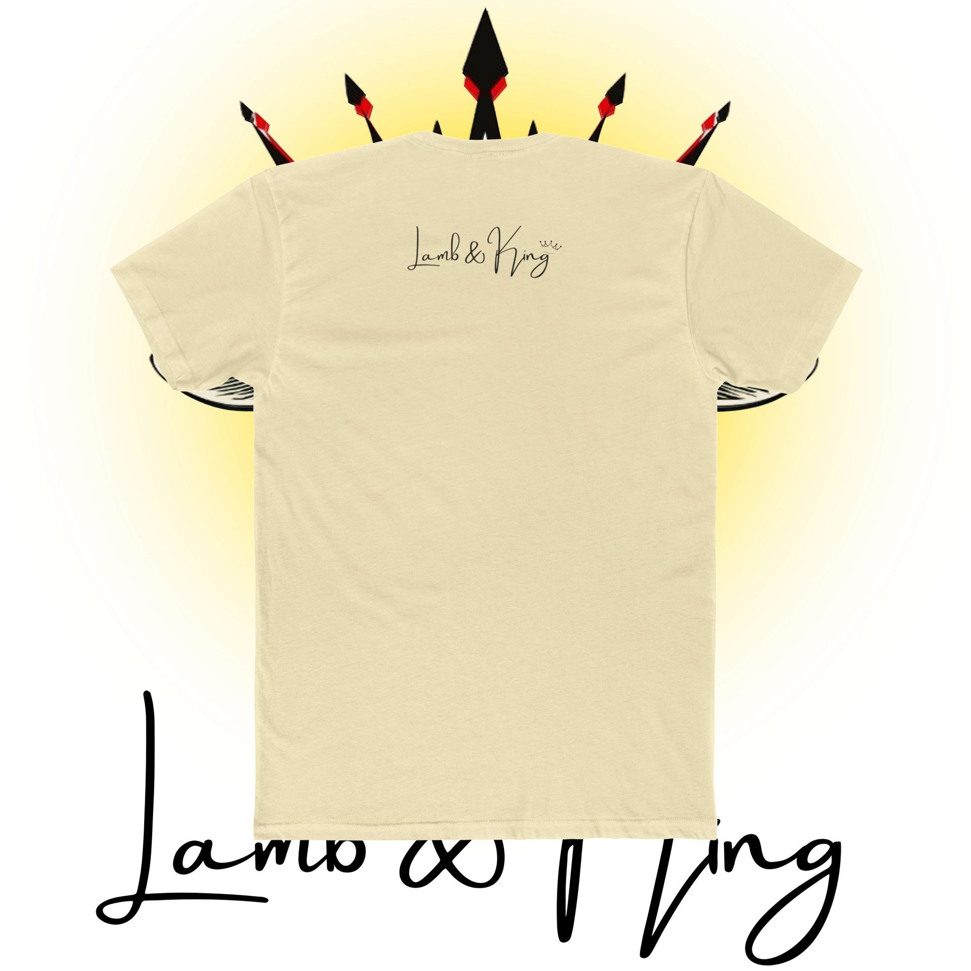 Solid Natural Lamb & King Script Logo T-shirt featuring the elegant Lamb & King script logo centered across the upper back.