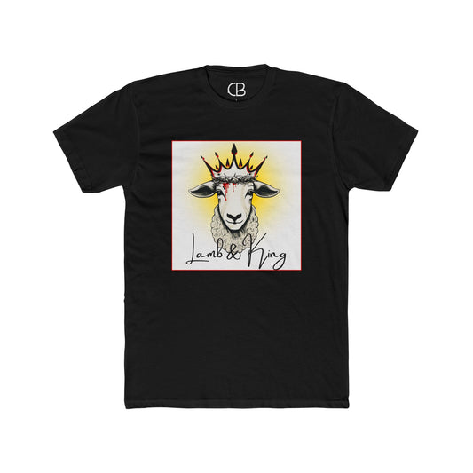 Solid Black Lamb & King t-shirt featuring a crowned lamb illustration with a crown of thorns and elegant Lamb & King script on the front.