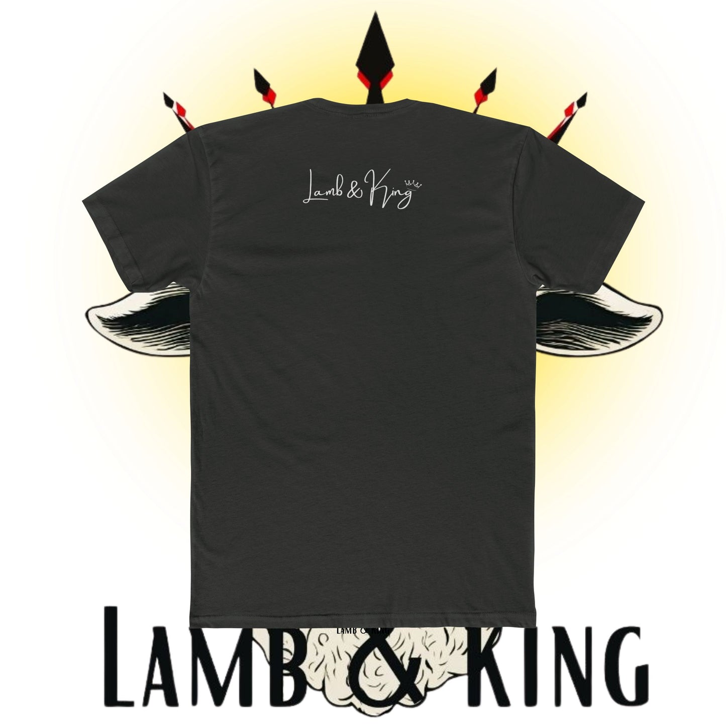 Heavy Metal Lamb & King Signature T-shirt shown from the back featuring a small white Lamb & King script logo centered below the collar.