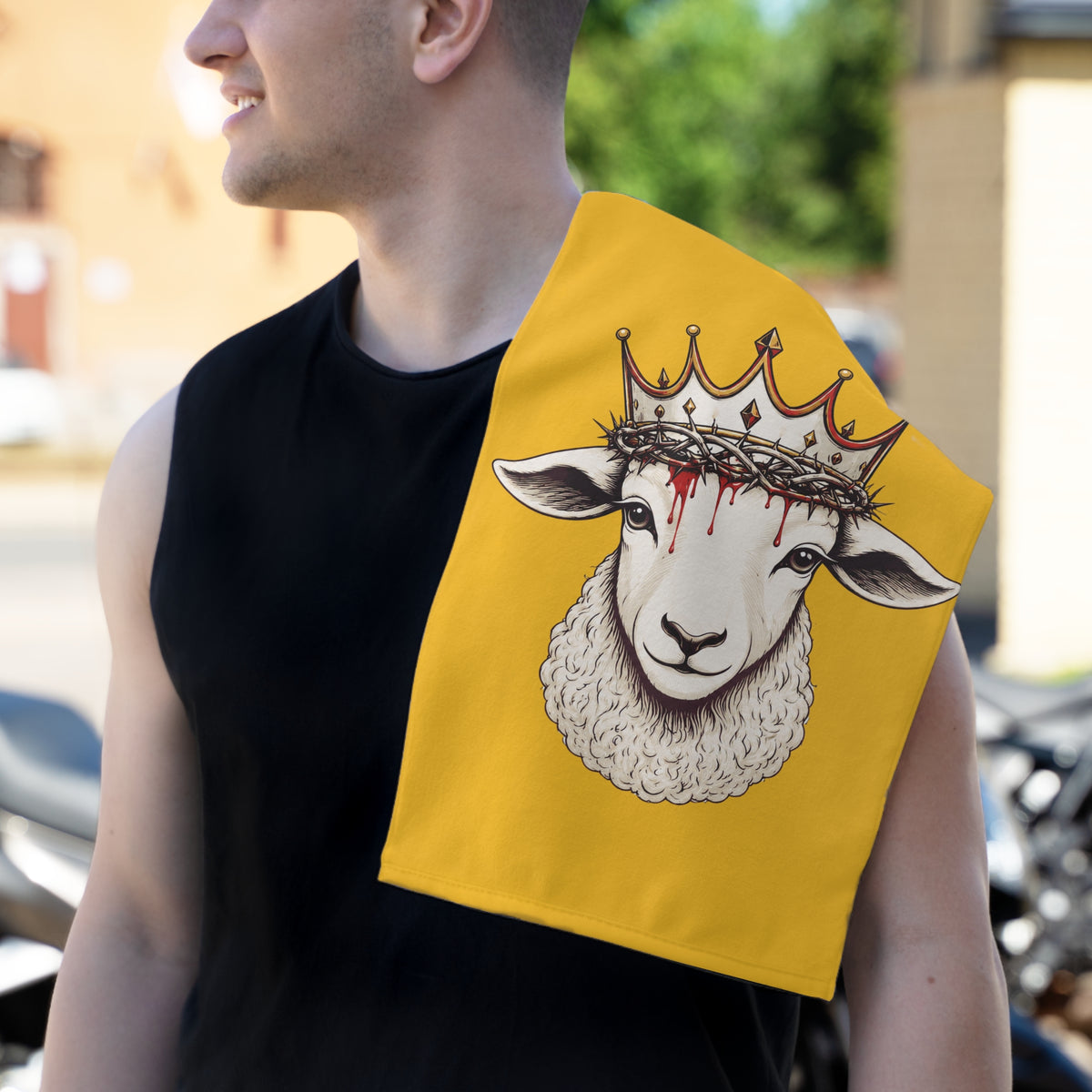 Lamb & King Faith Sweat Towel – alternate product view – Culture Belly