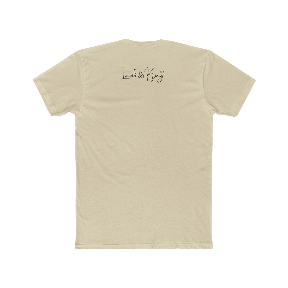Solid Cream NYC in Bloom T-shirt shown from the back featuring the Lamb & King script logo centered below the collar.
