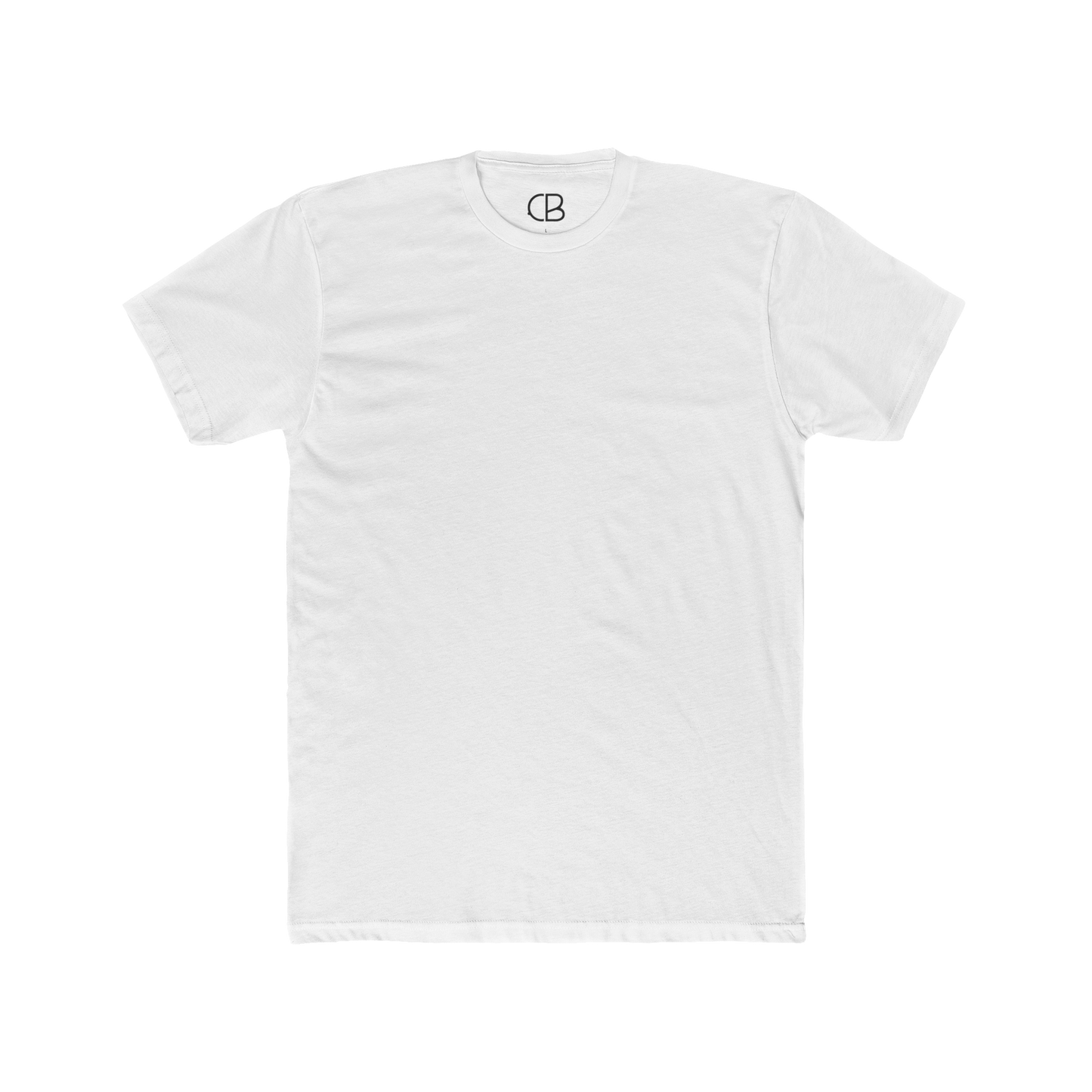 White unisex cotton crew tee with a classic crewneck, short sleeves, and a clean minimalist design, shown from the front.